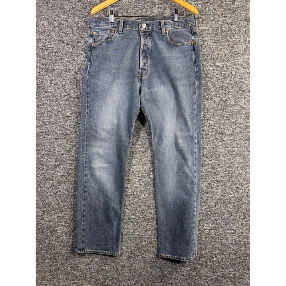 Levis 501 Mens Original Fit Straight Leg Blue Denim Jeans 36x32 Button Fly